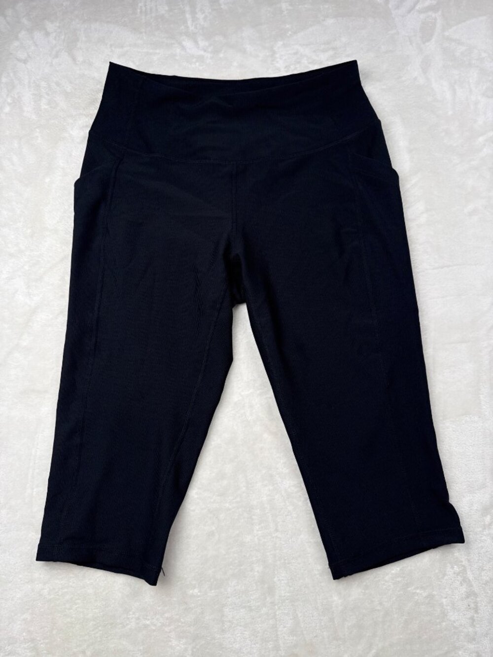 32 Degrees Cool Womens Black Capri Leggings High-Waisted Stretch Fabric Size L
